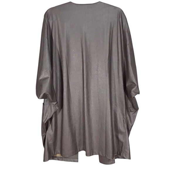 Natori Faux Leather Cocoon Cape Jacket Platinum Grey Women’s Medium Open Front - Picture 5 of 8